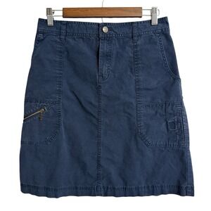 Eddie Bauer cargo skirt women's 4 navy blue casual‎ hike stretch utility pockets